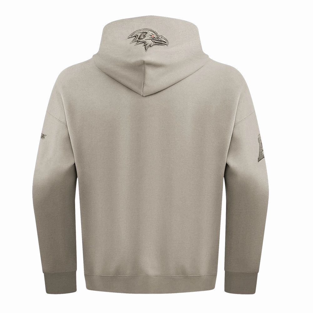 NFL BALTIMORE RAVENS NEUTRAL MEN'S DROP SHOULDER PULLOVER HOODIE (TAUPE)