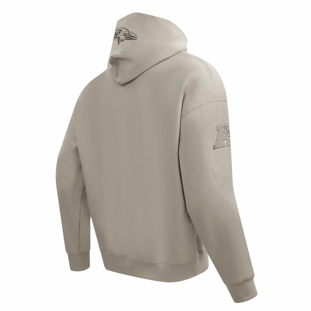 NFL BALTIMORE RAVENS NEUTRAL MEN'S DROP SHOULDER PULLOVER HOODIE (TAUPE)