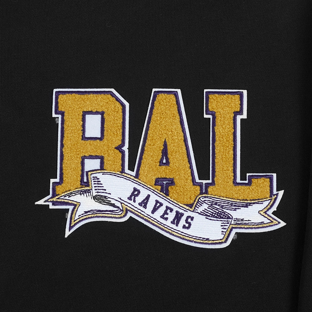 NFL BALTIMORE RAVENS TEAM PENNANTS MEN'S RIB FLEECE PULLOVER HOODIE (BLACK)