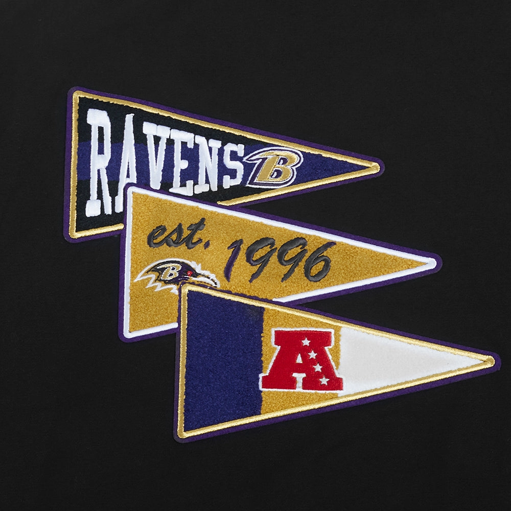 NFL BALTIMORE RAVENS TEAM PENNANTS MEN'S RIB FLEECE PULLOVER HOODIE (BLACK)