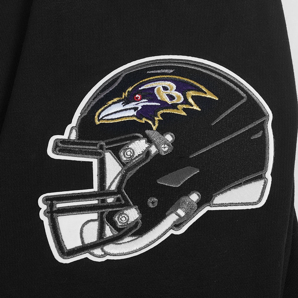 NFL BALTIMORE RAVENS TEAM PENNANTS MEN'S RIB FLEECE PULLOVER HOODIE (BLACK)