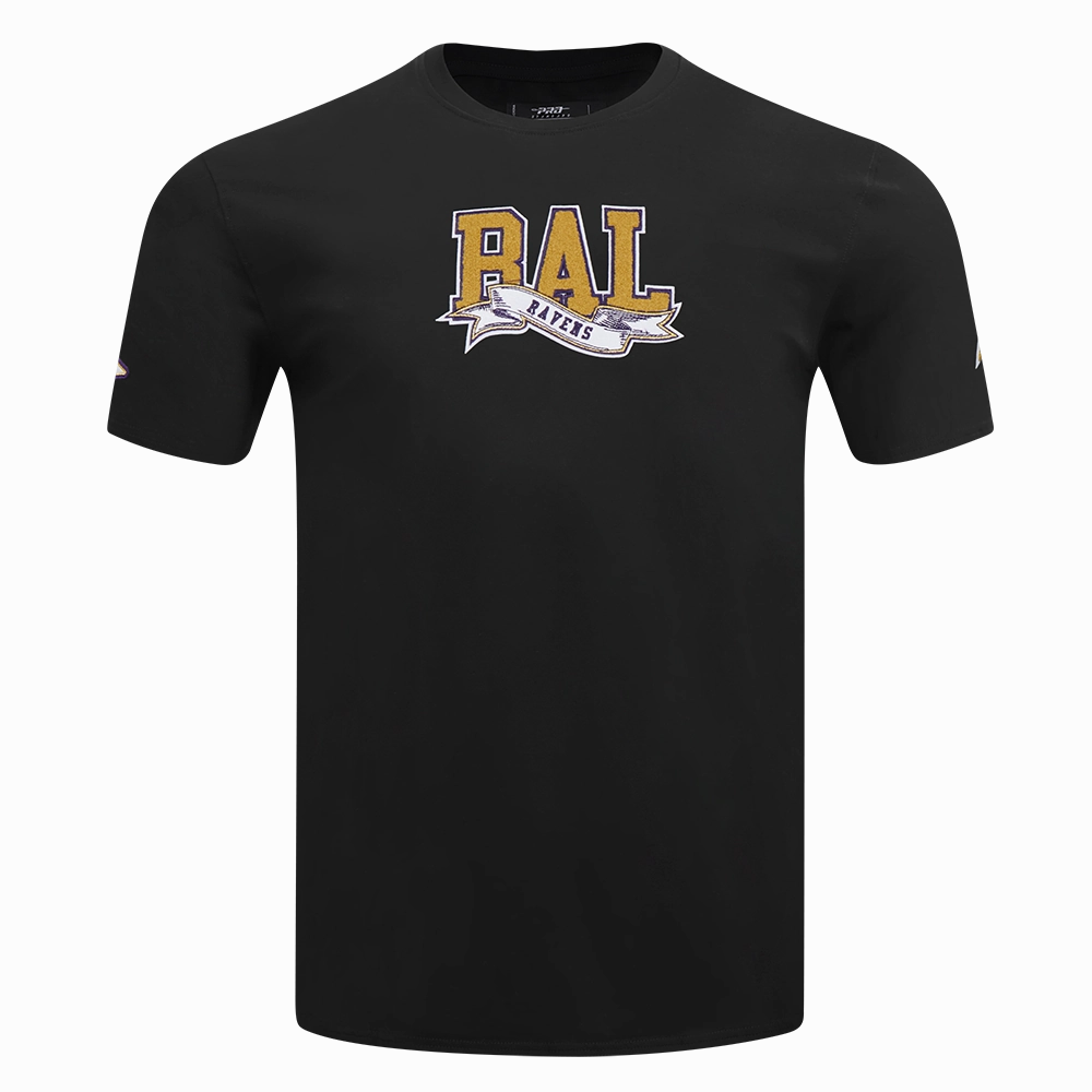 NFL BALTIMORE RAVENS TEAM PENNANTS MEN'S SINGLE JERSEY TEE (BLACK)