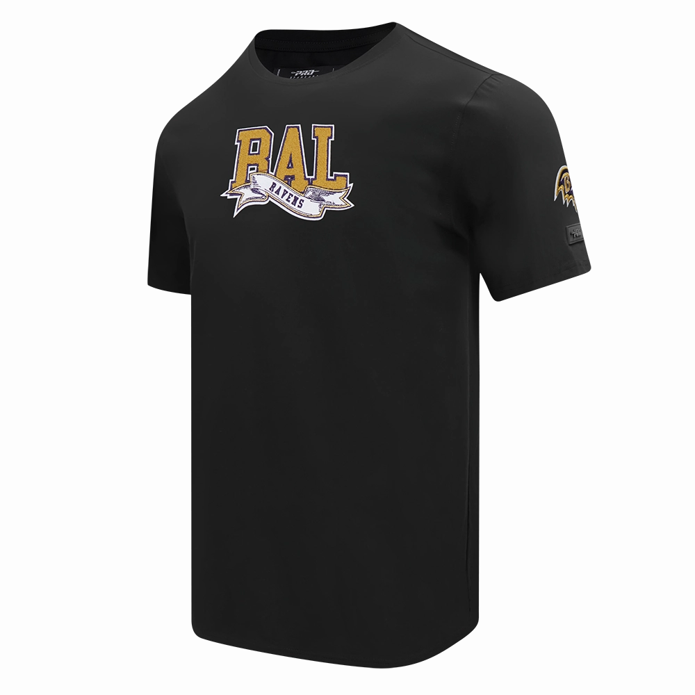NFL BALTIMORE RAVENS TEAM PENNANTS MEN'S SINGLE JERSEY TEE (BLACK)