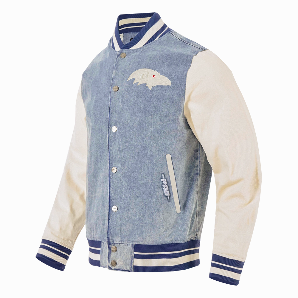 NFL BALTIMORE RAVENS VARSITY BLUES MEN'S DENIM VARSITY MEN'S JACKET (DENIM/LINEN)