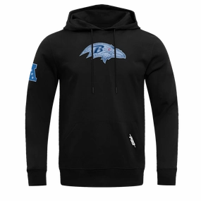 NFL BALTIMORE RAVENS VARSITY BLUES MEN'S PULLOVER HOODIE (BLACK)