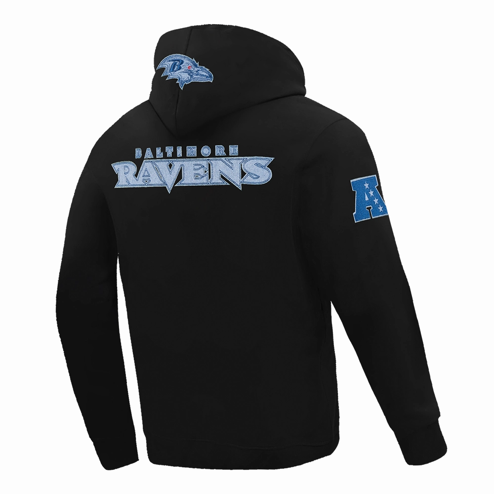 NFL BALTIMORE RAVENS VARSITY BLUES MEN'S PULLOVER HOODIE (BLACK)