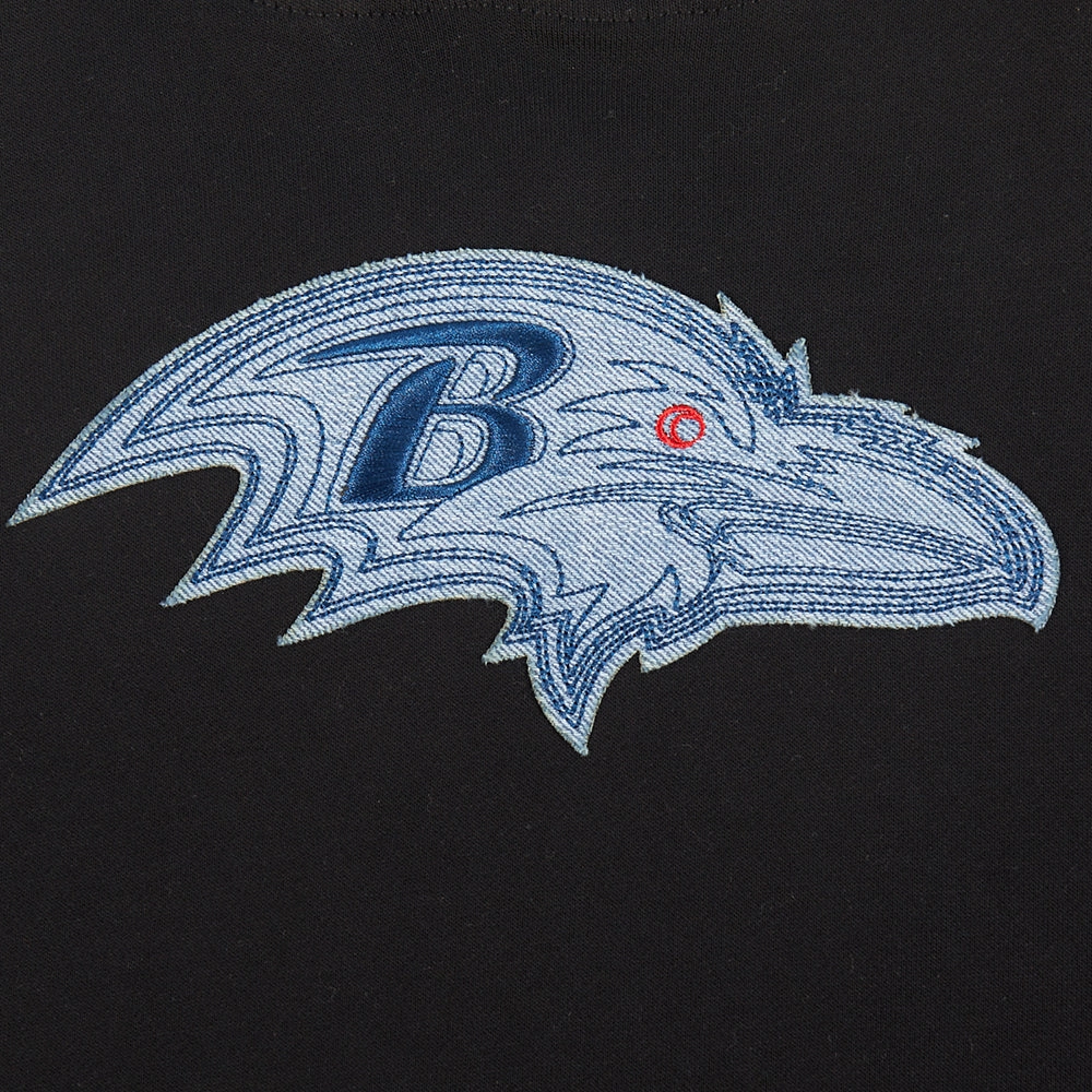 NFL BALTIMORE RAVENS VARSITY BLUES MEN'S PULLOVER HOODIE (BLACK)