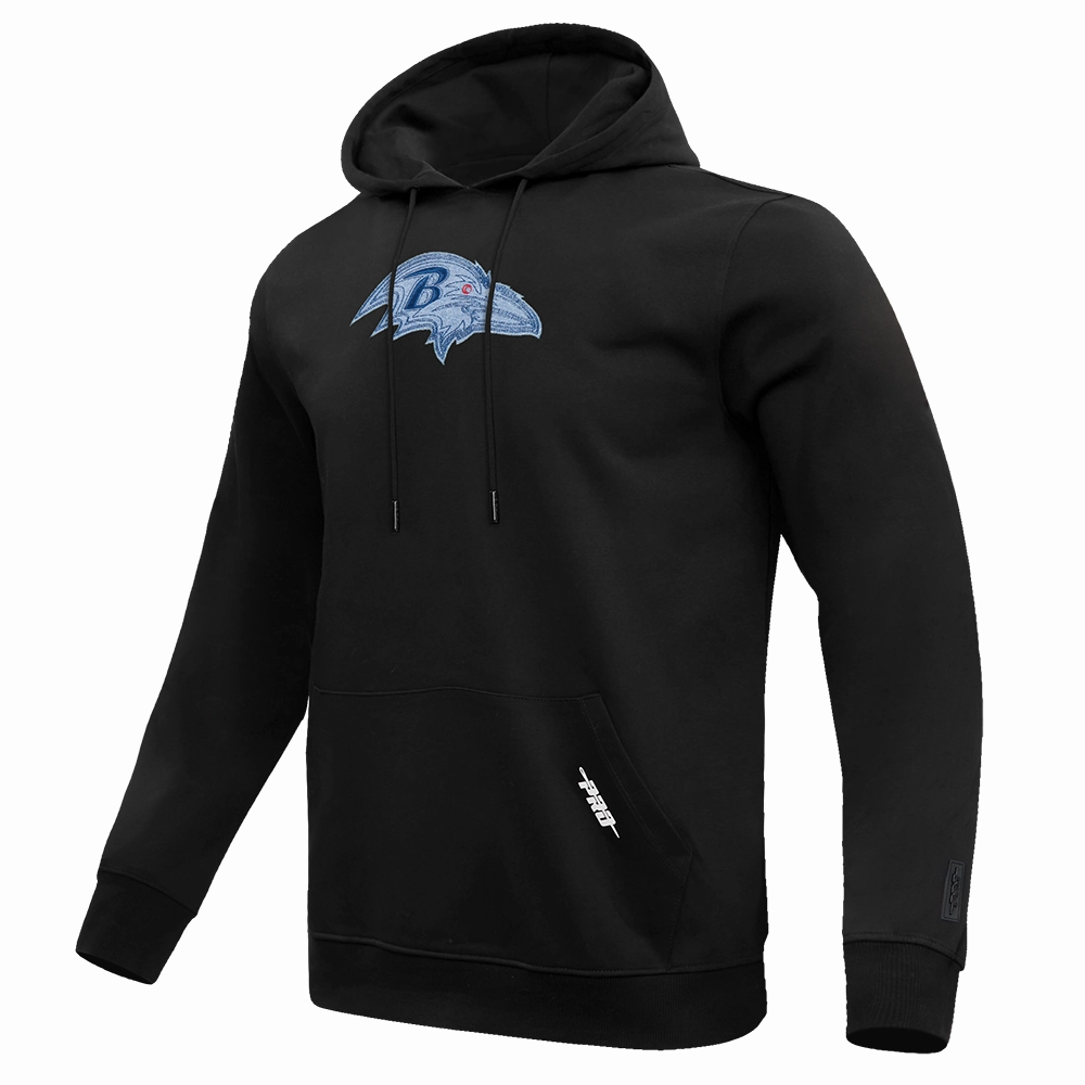 NFL BALTIMORE RAVENS VARSITY BLUES MEN'S PULLOVER HOODIE (BLACK)