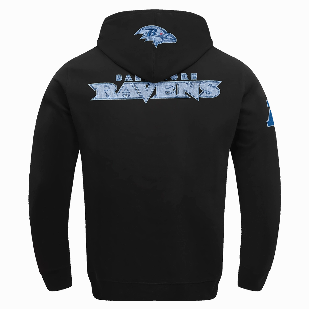 NFL BALTIMORE RAVENS VARSITY BLUES MEN'S PULLOVER HOODIE (BLACK)