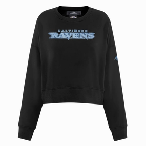 NFL BALTIMORE RAVENS VARSITY BLUES WOMEN'S CREWNECK (BLACK)