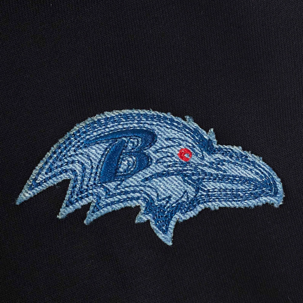 NFL BALTIMORE RAVENS VARSITY BLUES WOMEN'S CREWNECK (BLACK)