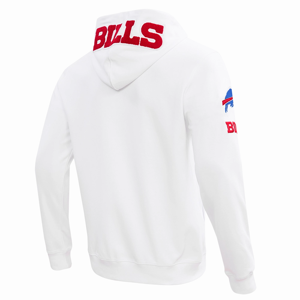NFL BUFFALO BILLS CLASSIC CHENILLE FULL ZIP HOODIE  (WHITE)