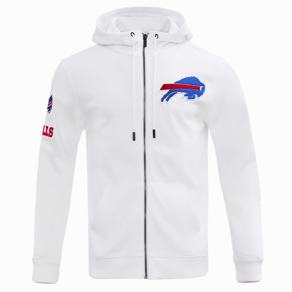 NFL BUFFALO BILLS CLASSIC CHENILLE FULL ZIP HOODIE  (WHITE)