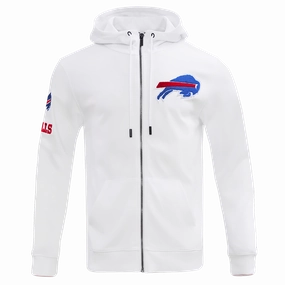 NFL BUFFALO BILLS CLASSIC CHENILLE FULL ZIP HOODIE  (WHITE)