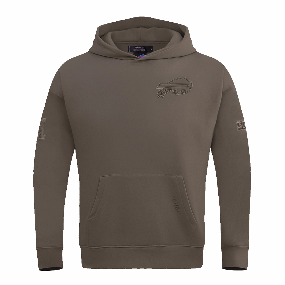 NFL BUFFALO BILLS NEUTRAL DROP SHOULDER MEN'S PULLOVER HOODIE (DARK TAUPE)