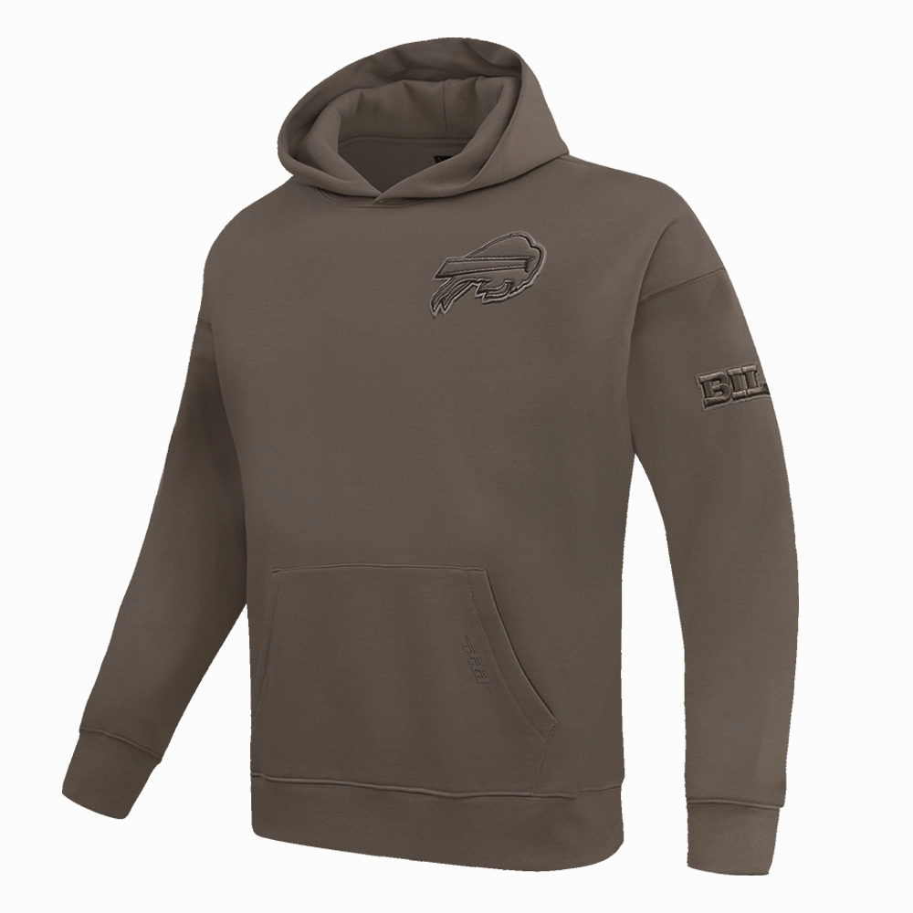 NFL BUFFALO BILLS NEUTRAL DROP SHOULDER MEN'S PULLOVER HOODIE (DARK TAUPE)