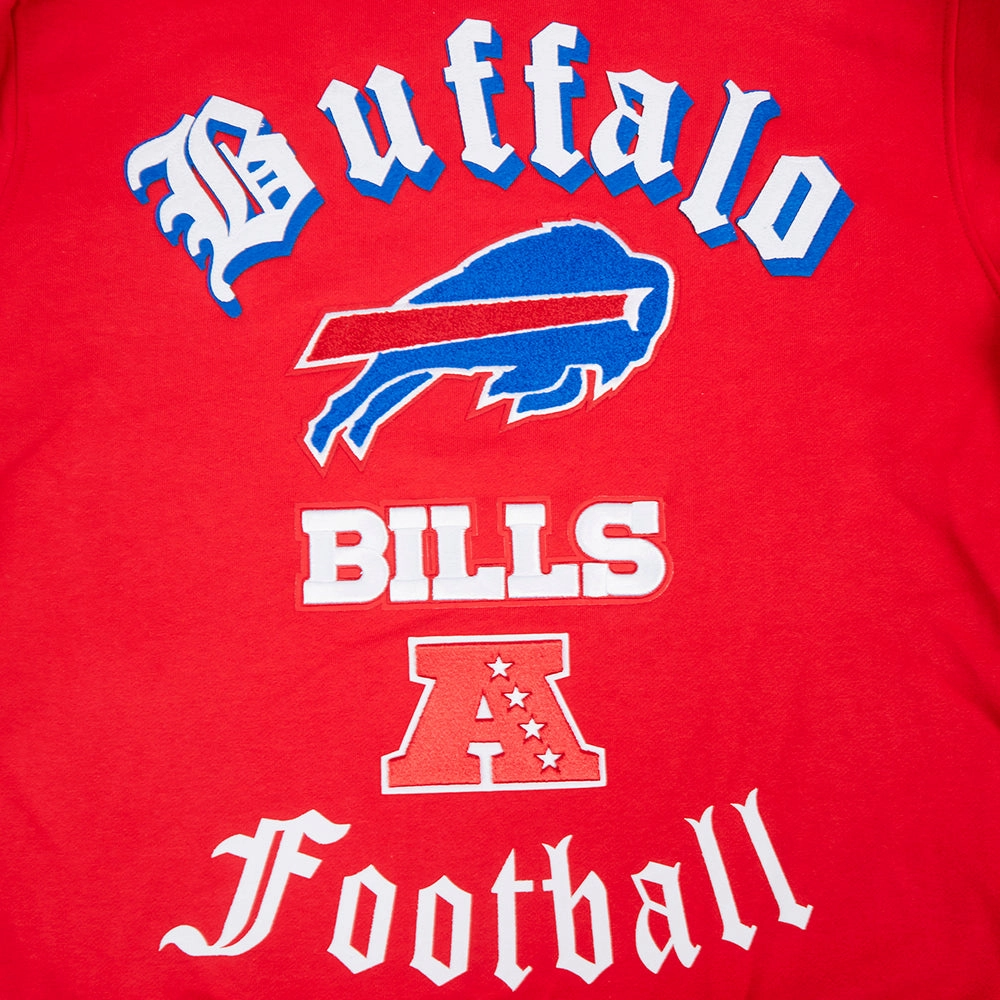 NFL BUFFALO BILLS OLD ENGLISH MEN'S CREWNECK (RED)