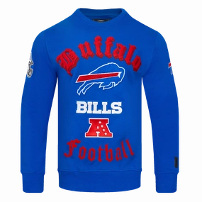 NFL BUFFALO BILLS OLD ENGLISH MEN'S CREWNECK (ROYAL BLUE)