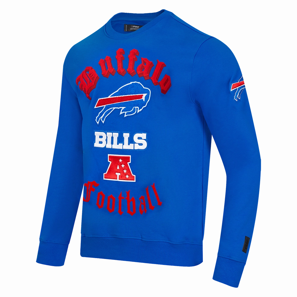 NFL BUFFALO BILLS OLD ENGLISH MEN'S CREWNECK (ROYAL BLUE)