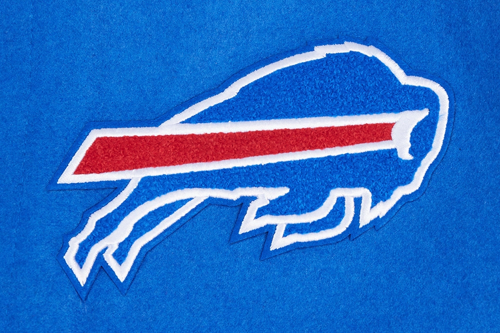 NFL BUFFALO BILLS OLD ENGLISH MEN'S RIB WOOL VARSITY JACKET (ROYAL BLUE/RED)