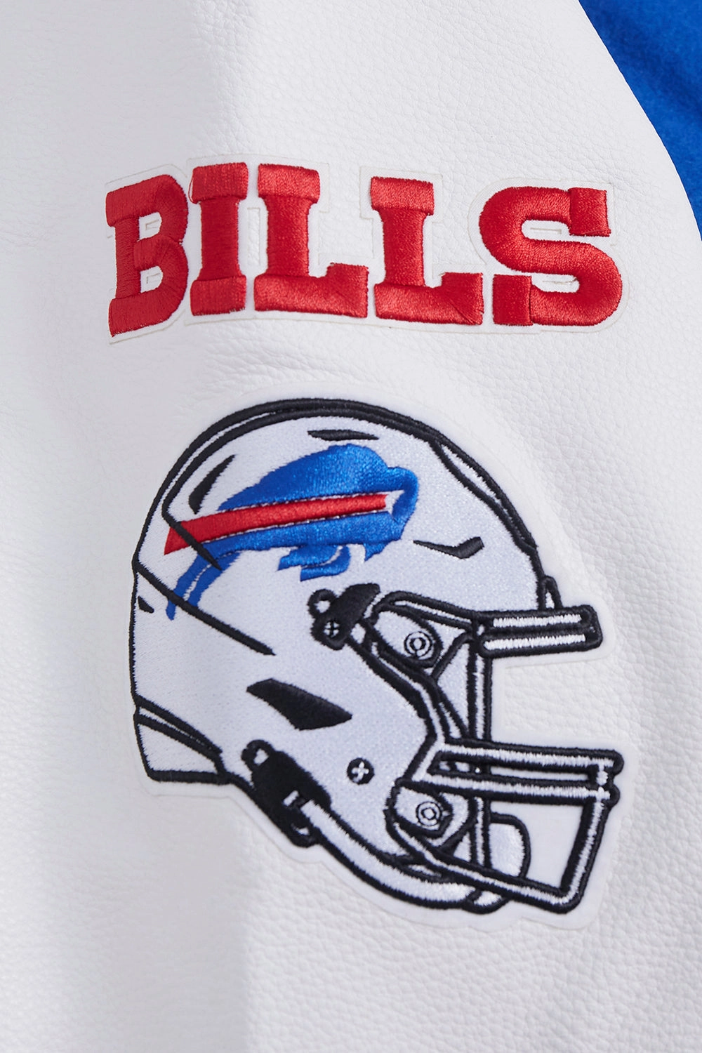 NFL BUFFALO BILLS OLD ENGLISH MEN'S RIB WOOL VARSITY JACKET (ROYAL BLUE/RED)
