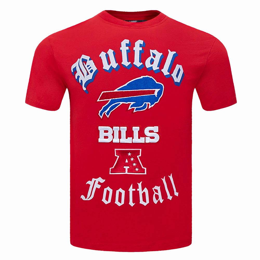 NFL BUFFALO BILLS OLD ENGLISH MEN'S TEE (RED)