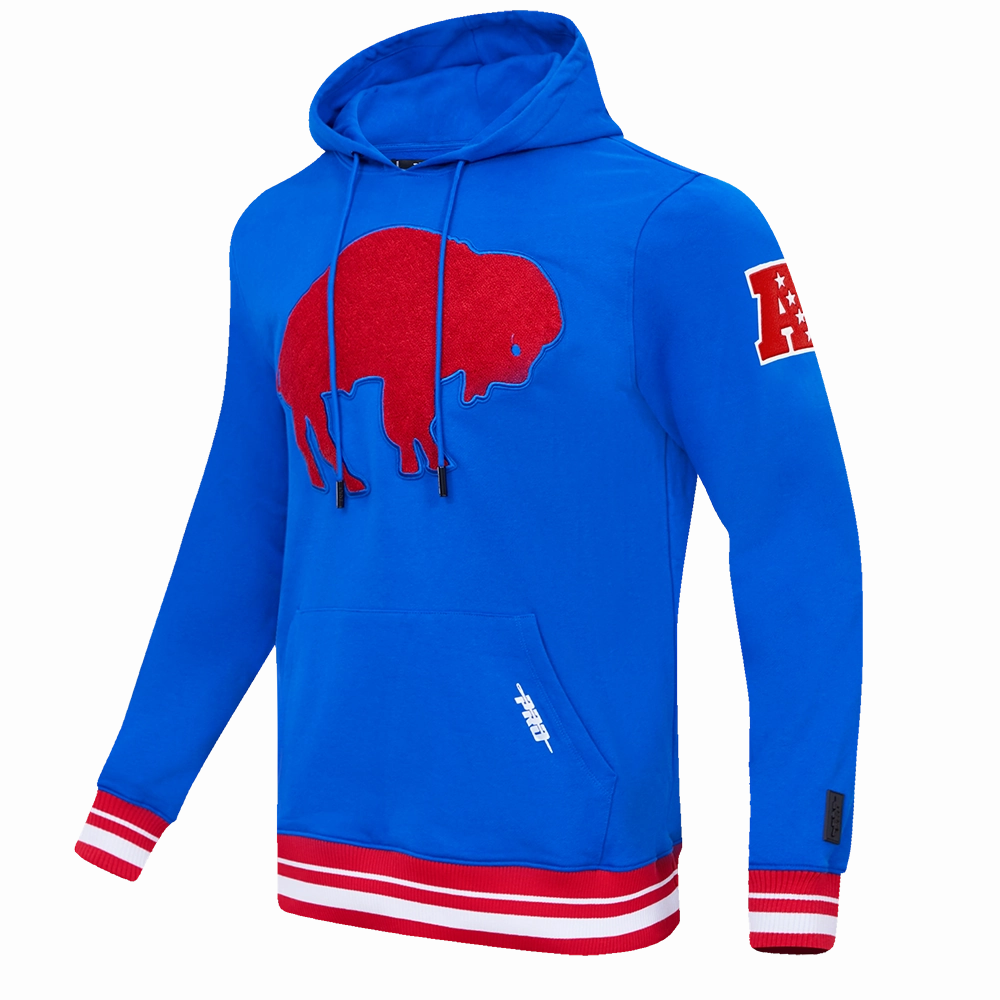 NFL BUFFALO BILLS RETRO CLASSIC MEN'S PULLOVER HOODIE (ROYAL BLUE/RED)