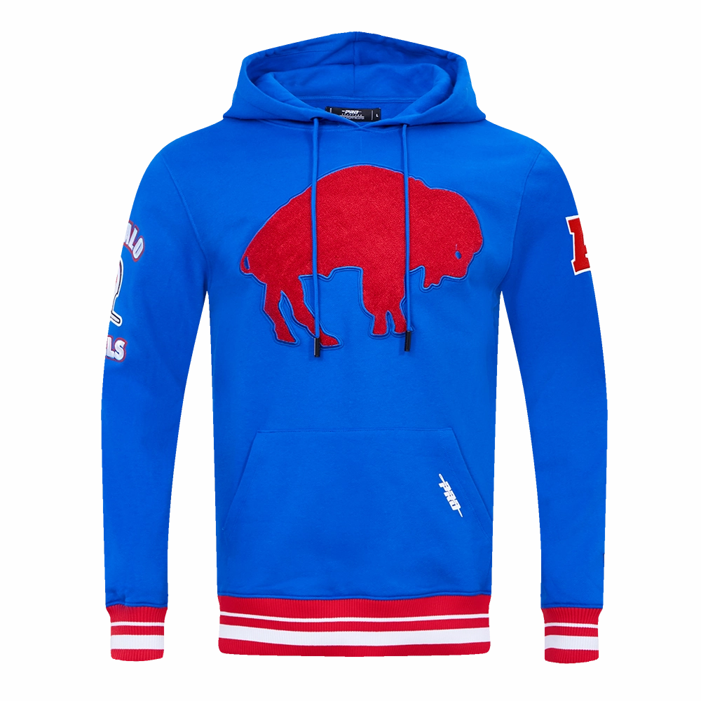 NFL BUFFALO BILLS RETRO CLASSIC MEN'S PULLOVER HOODIE (ROYAL BLUE/RED)