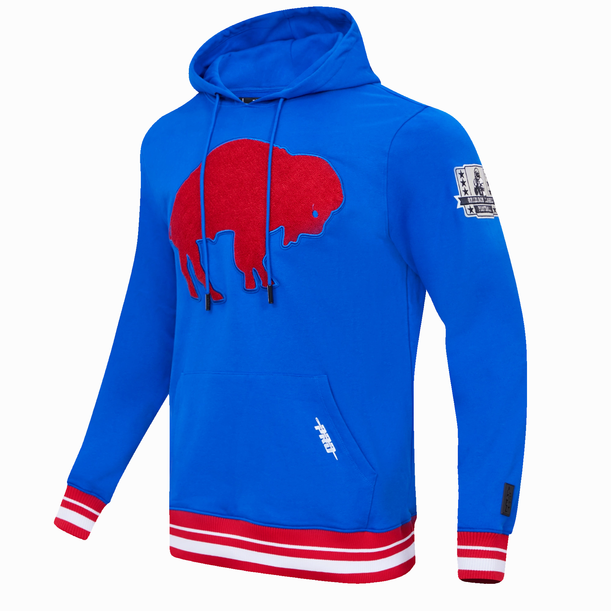 NFL BUFFALO BILLS RETRO CLASSIC MEN'S PULLOVER HOODIE (ROYAL BLUE/RED)