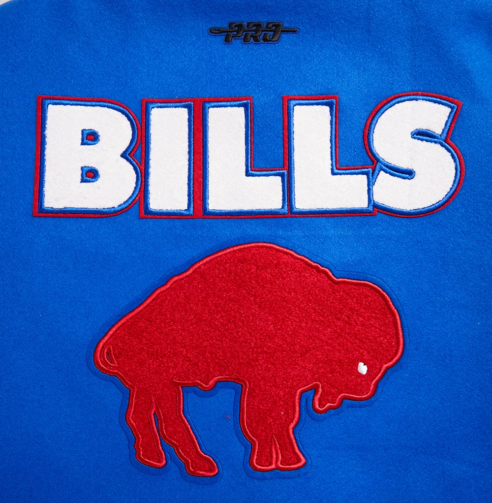 NFL BUFFALO BILLS RETRO CLASSIC WOMEN'S RIB WOOL VARSITY JACKET (ROYAL BLUE/RED)