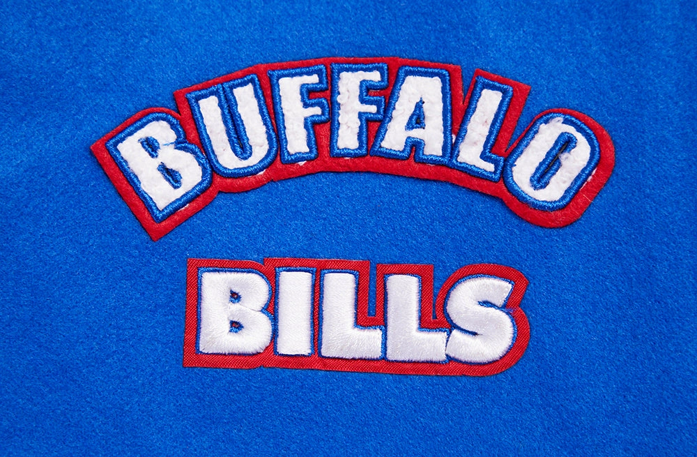 NFL BUFFALO BILLS RETRO CLASSIC WOMEN'S RIB WOOL VARSITY JACKET (ROYAL BLUE/RED)