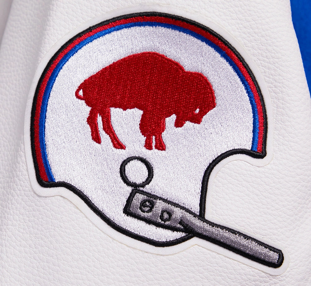 NFL BUFFALO BILLS RETRO CLASSIC WOMEN'S RIB WOOL VARSITY JACKET (ROYAL BLUE/RED)