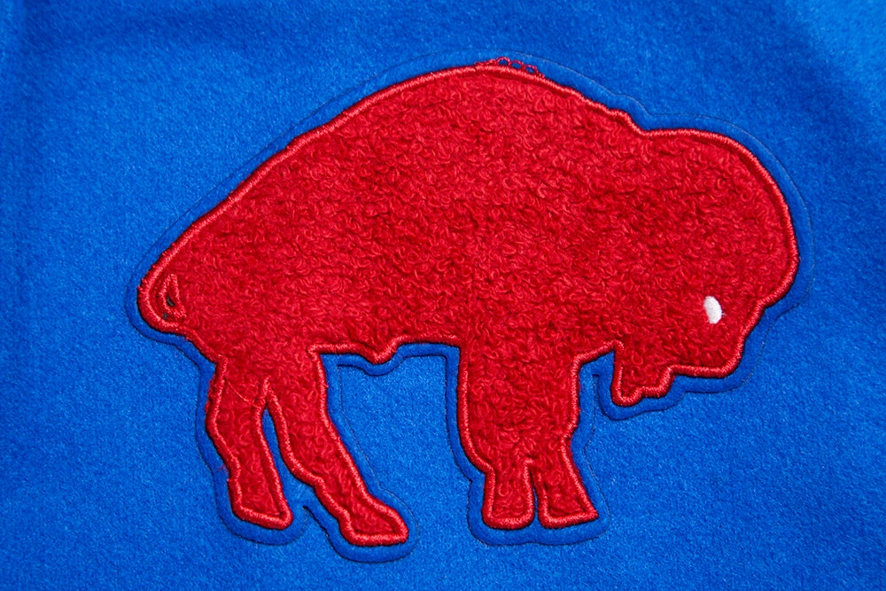NFL BUFFALO BILLS RETRO CLASSIC WOMEN'S RIB WOOL VARSITY JACKET (ROYAL BLUE/RED)