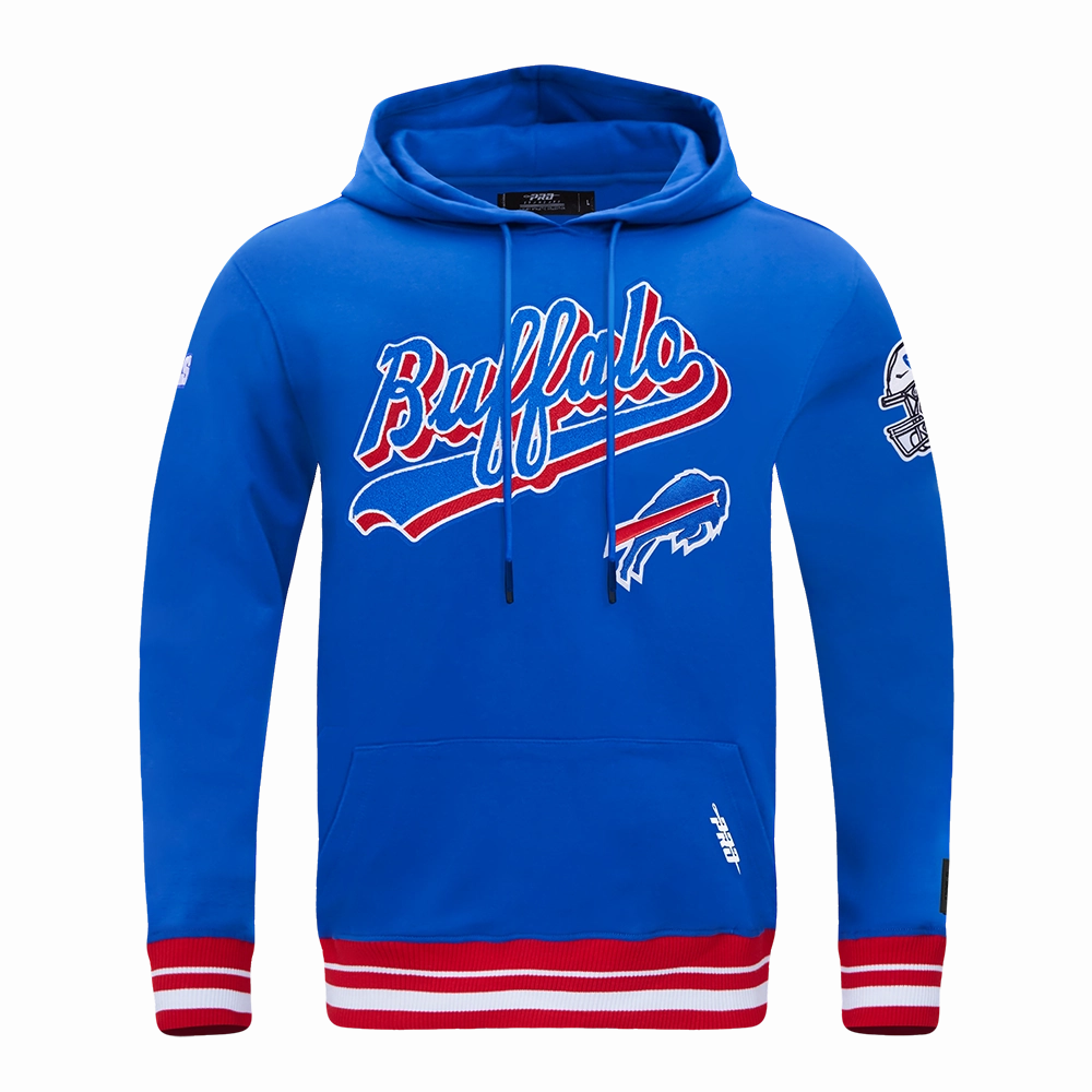 NFL BUFFALO BILLS SCRIPT TAIL MEN'S RIB FLC PO HOODIE (RED)