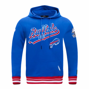 NFL BUFFALO BILLS SCRIPT TAIL MEN'S RIB FLC PO HOODIE (RED)