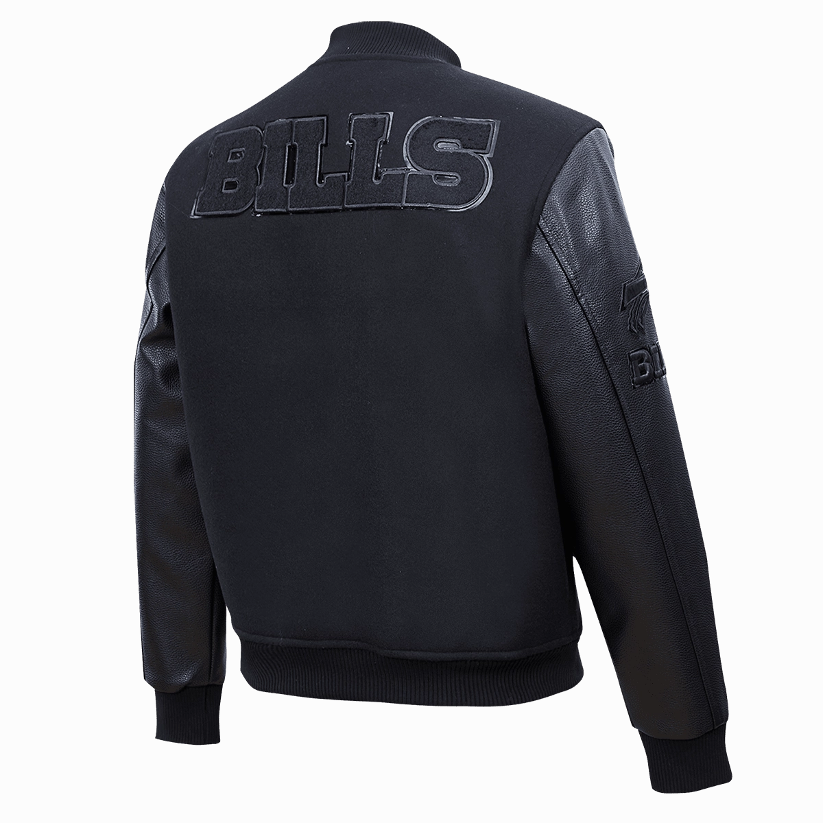 NFL BUFFALO BILLS TRIPLE BLACK LOGO MEN'S VARSITY JACKET (TRIPLE BLACK)