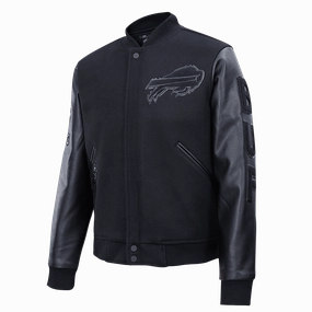 NFL BUFFALO BILLS TRIPLE BLACK LOGO MEN'S VARSITY JACKET (TRIPLE BLACK)