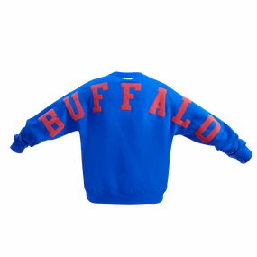 NFL BUFFALO BILLS WINGSPAN MEN'S DROP SHOULDER FLEECE CREWNECK (ROYAL BLUE)