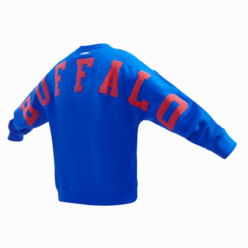 NFL BUFFALO BILLS WINGSPAN MEN'S DROP SHOULDER FLEECE CREWNECK (ROYAL BLUE)