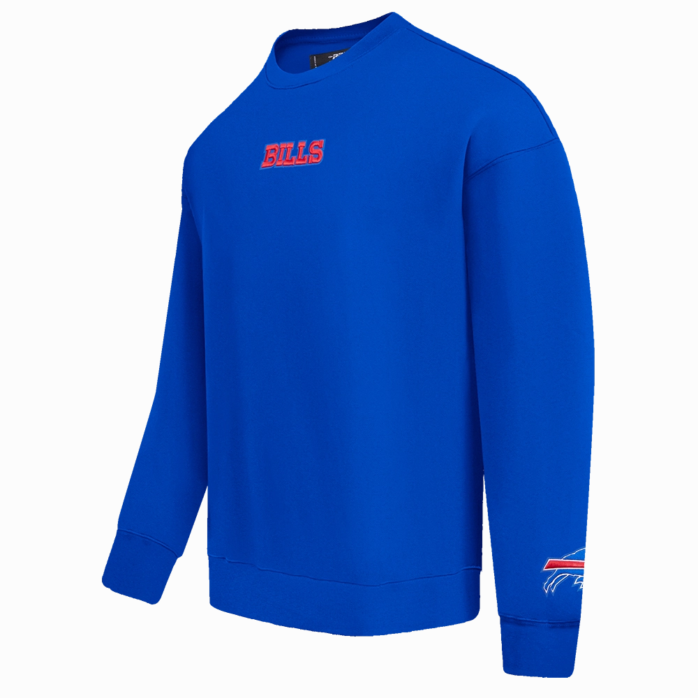 NFL BUFFALO BILLS WINGSPAN MEN'S DROP SHOULDER FLEECE CREWNECK (ROYAL BLUE)