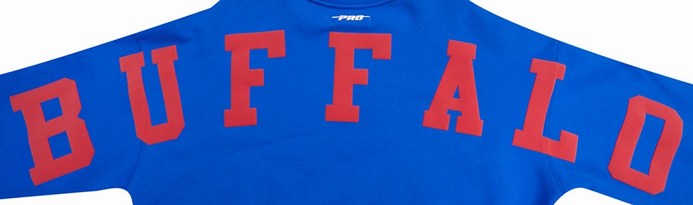 NFL BUFFALO BILLS WINGSPAN MEN'S DROP SHOULDER FLEECE CREWNECK (ROYAL BLUE)