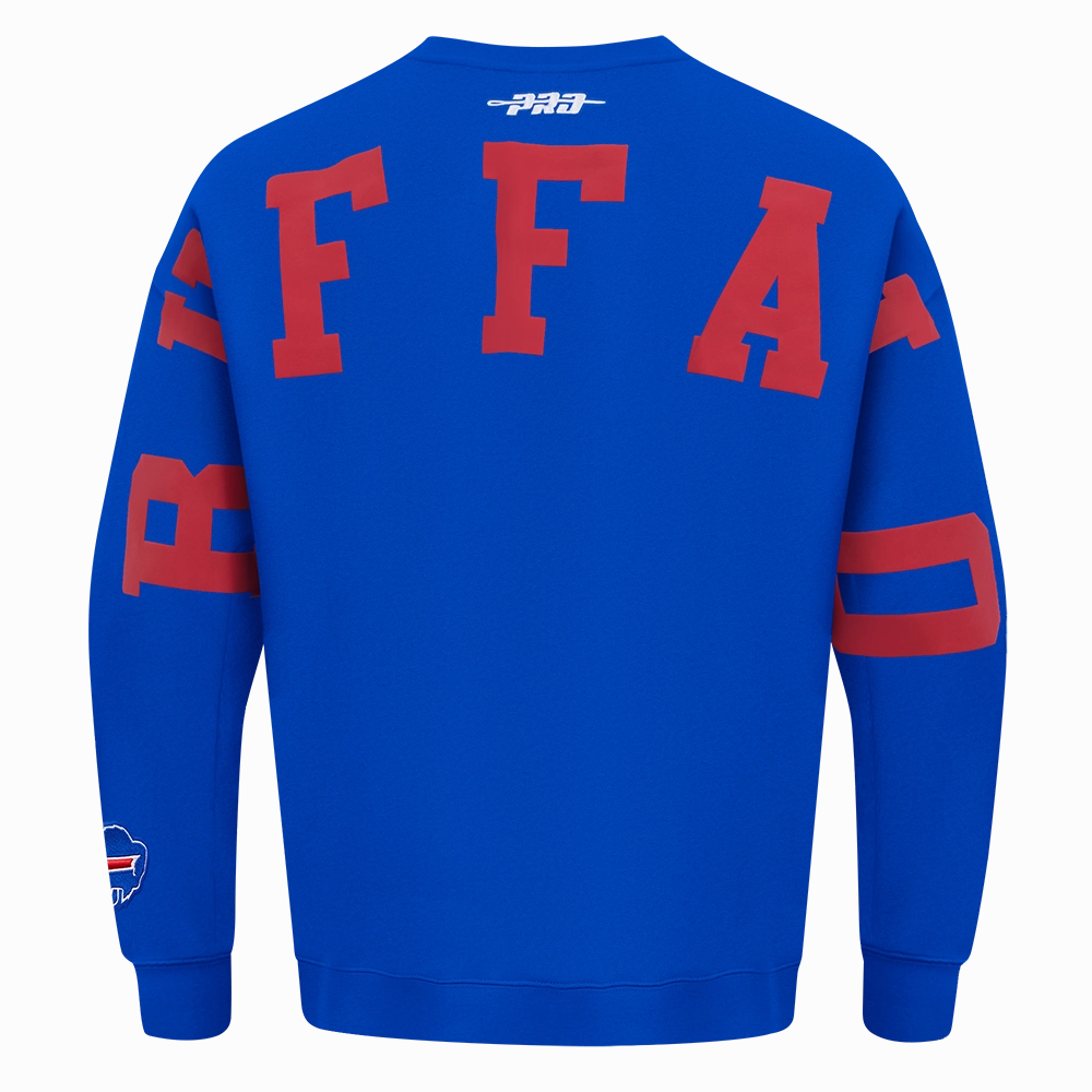 NFL BUFFALO BILLS WINGSPAN MEN'S DROP SHOULDER FLEECE CREWNECK (ROYAL BLUE)