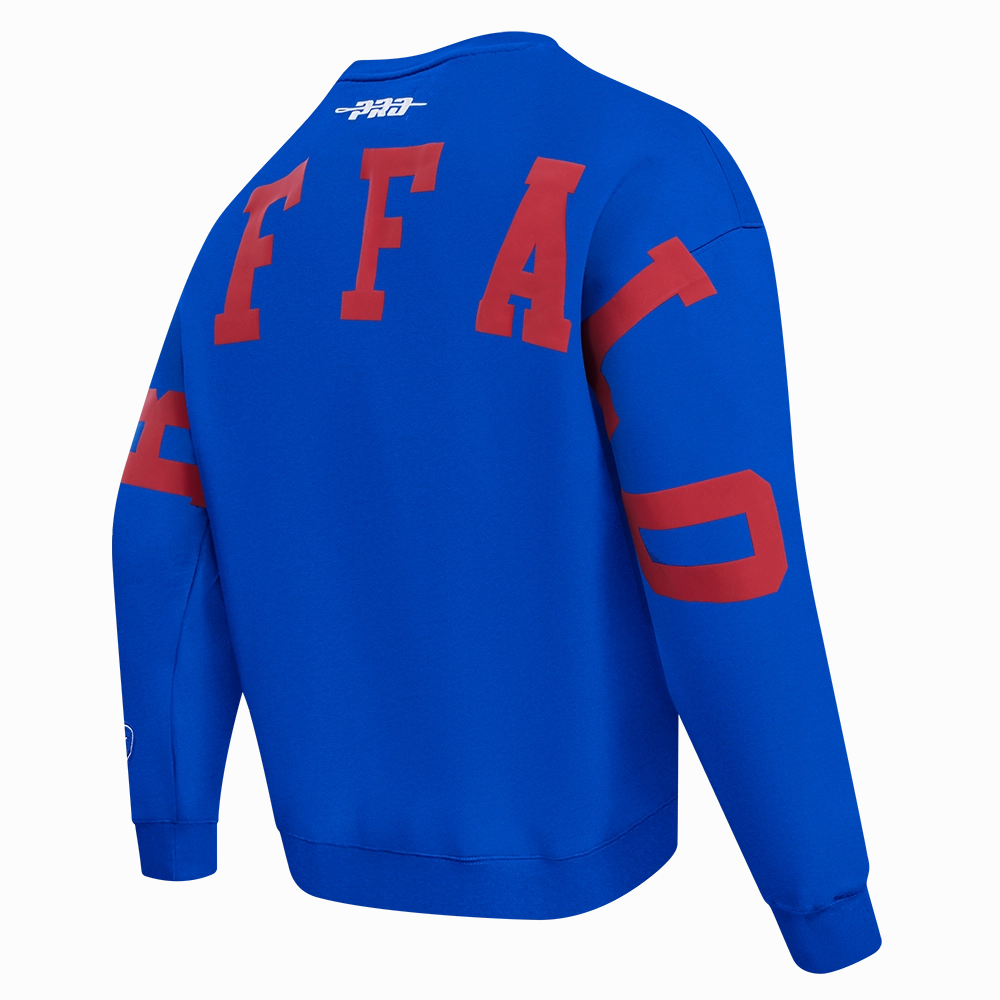 NFL BUFFALO BILLS WINGSPAN MEN'S DROP SHOULDER FLEECE CREWNECK (ROYAL BLUE)