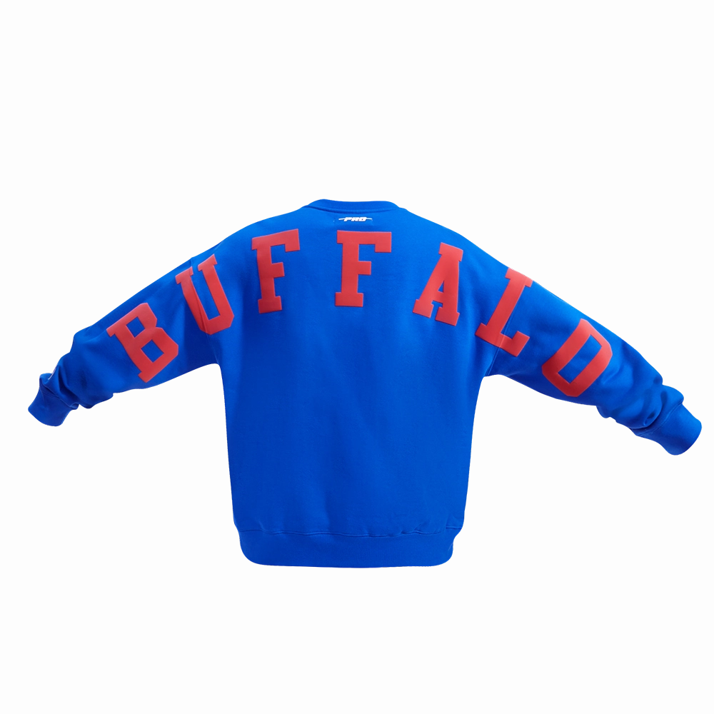 NFL BUFFALO BILLS WINGSPAN MEN'S DROP SHOULDER FLEECE CREWNECK (ROYAL BLUE)