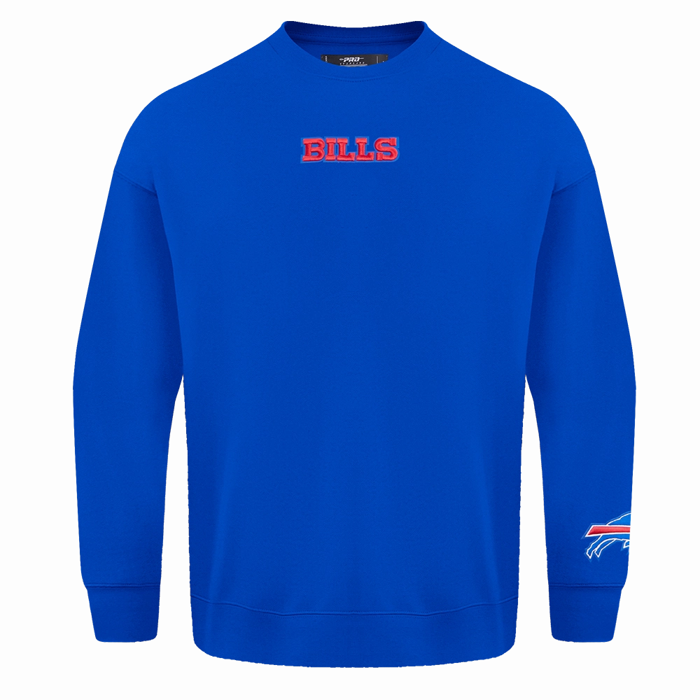 NFL BUFFALO BILLS WINGSPAN MEN'S DROP SHOULDER FLEECE CREWNECK (ROYAL BLUE)