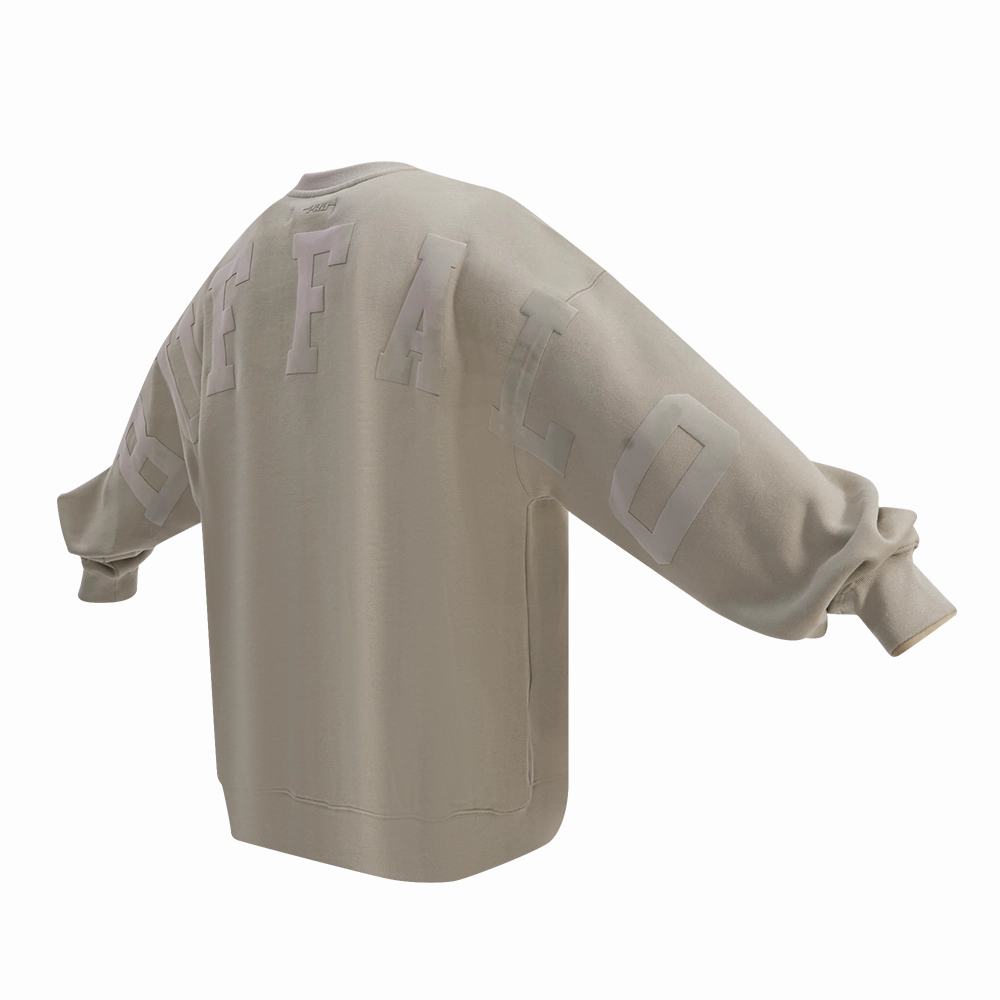 NFL BUFFALO BILLS WINGSPAN MEN'S DROP SHOULDER FLEECE CREWNECK (TAUPE)
