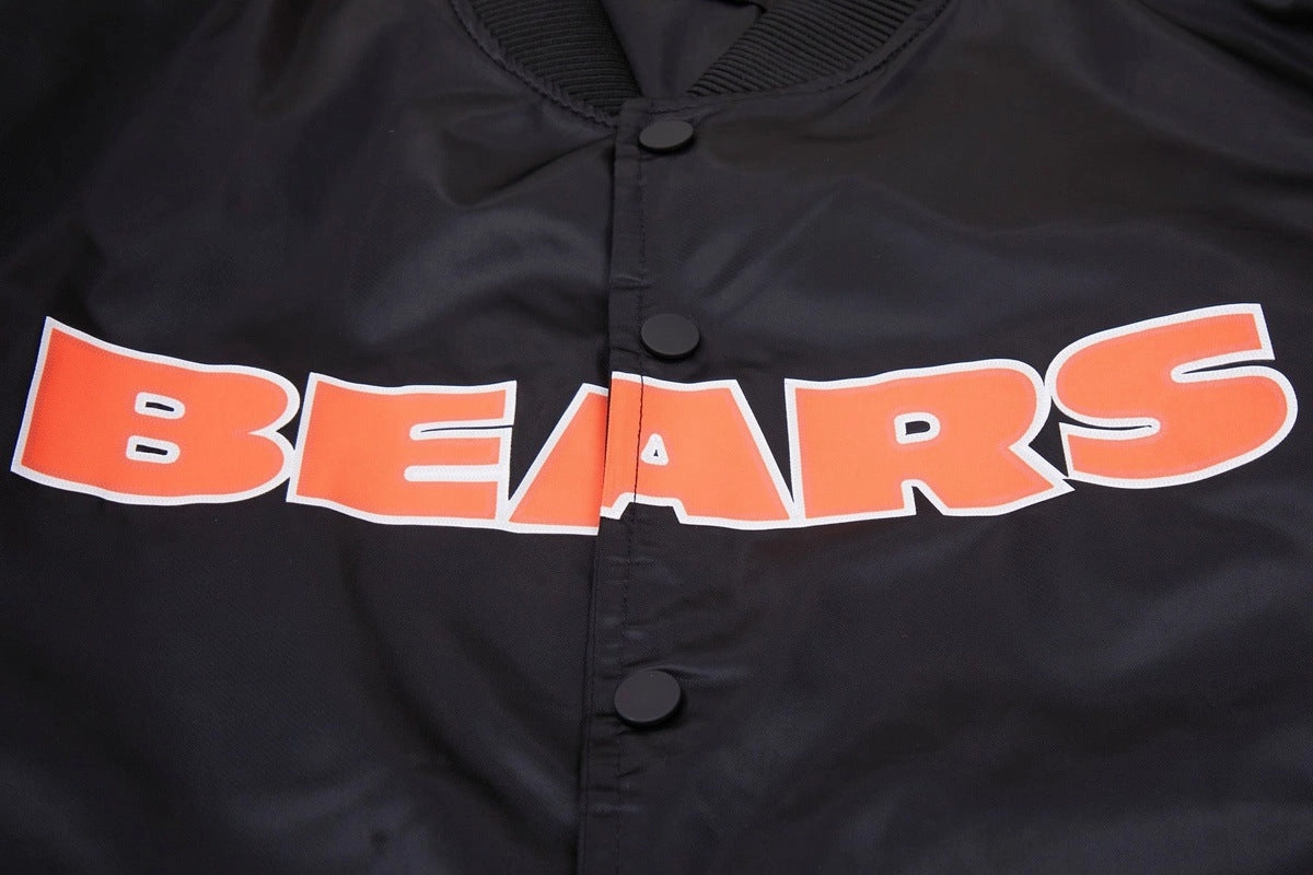 NFL CHICAGO BEARS BIG LOGO MEN'S SATIN JACKET (BLACK)