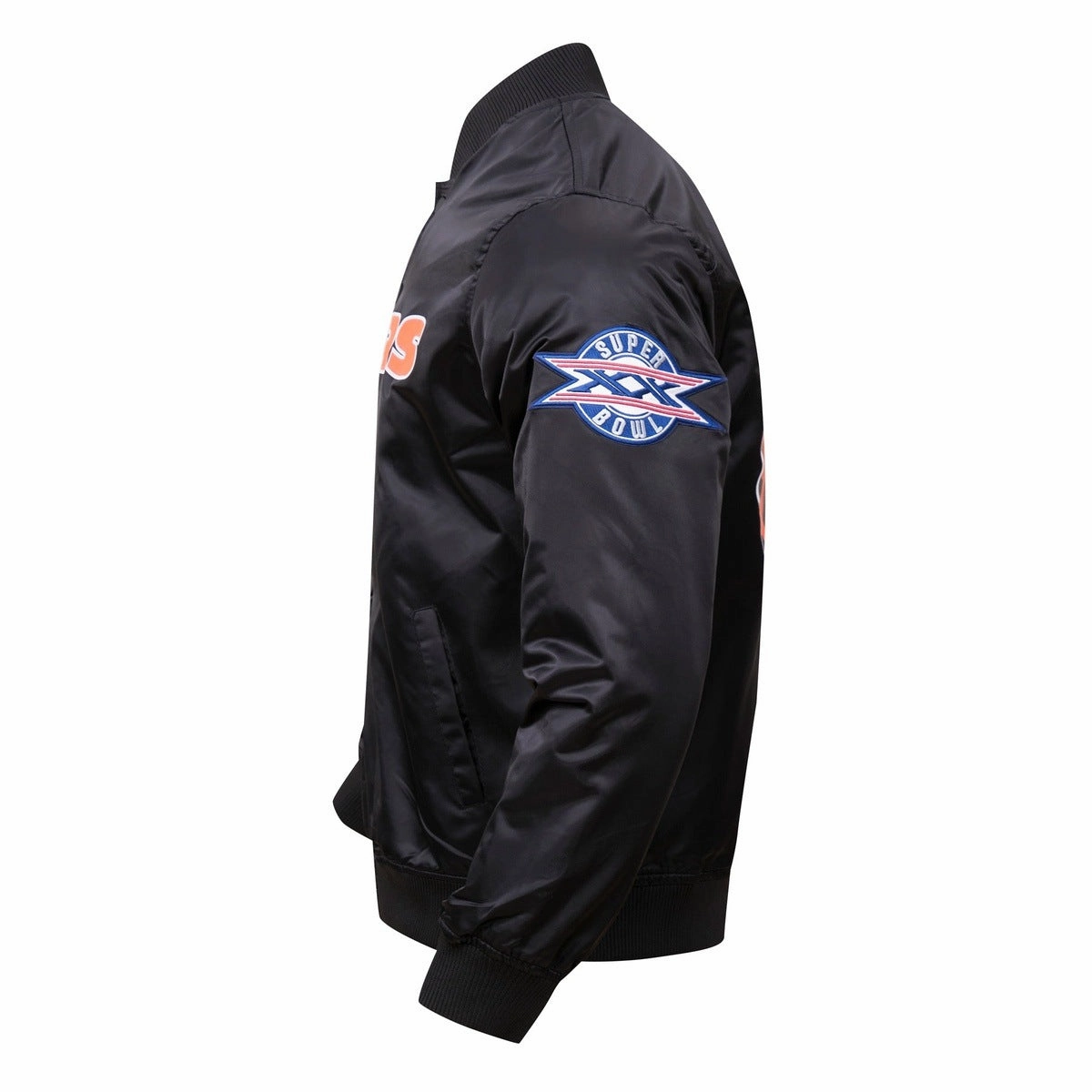 NFL CHICAGO BEARS BIG LOGO MEN'S SATIN JACKET (BLACK)