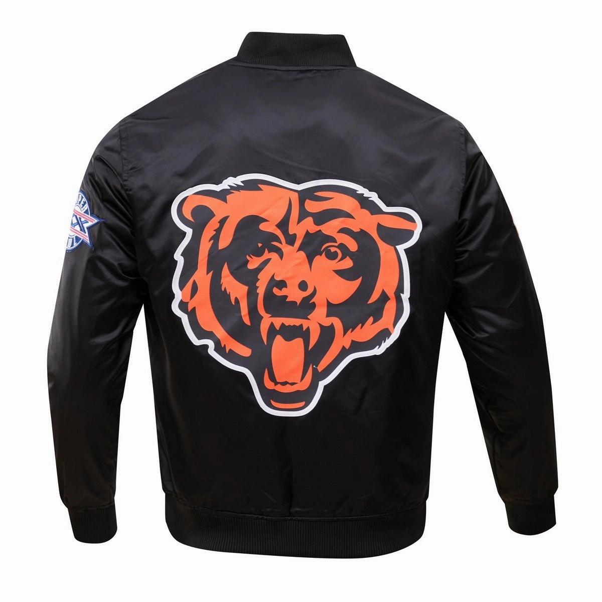 NFL CHICAGO BEARS BIG LOGO MEN'S SATIN JACKET (BLACK)