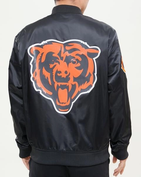 NFL CHICAGO BEARS BIG LOGO MEN'S SATIN JACKET (BLACK)